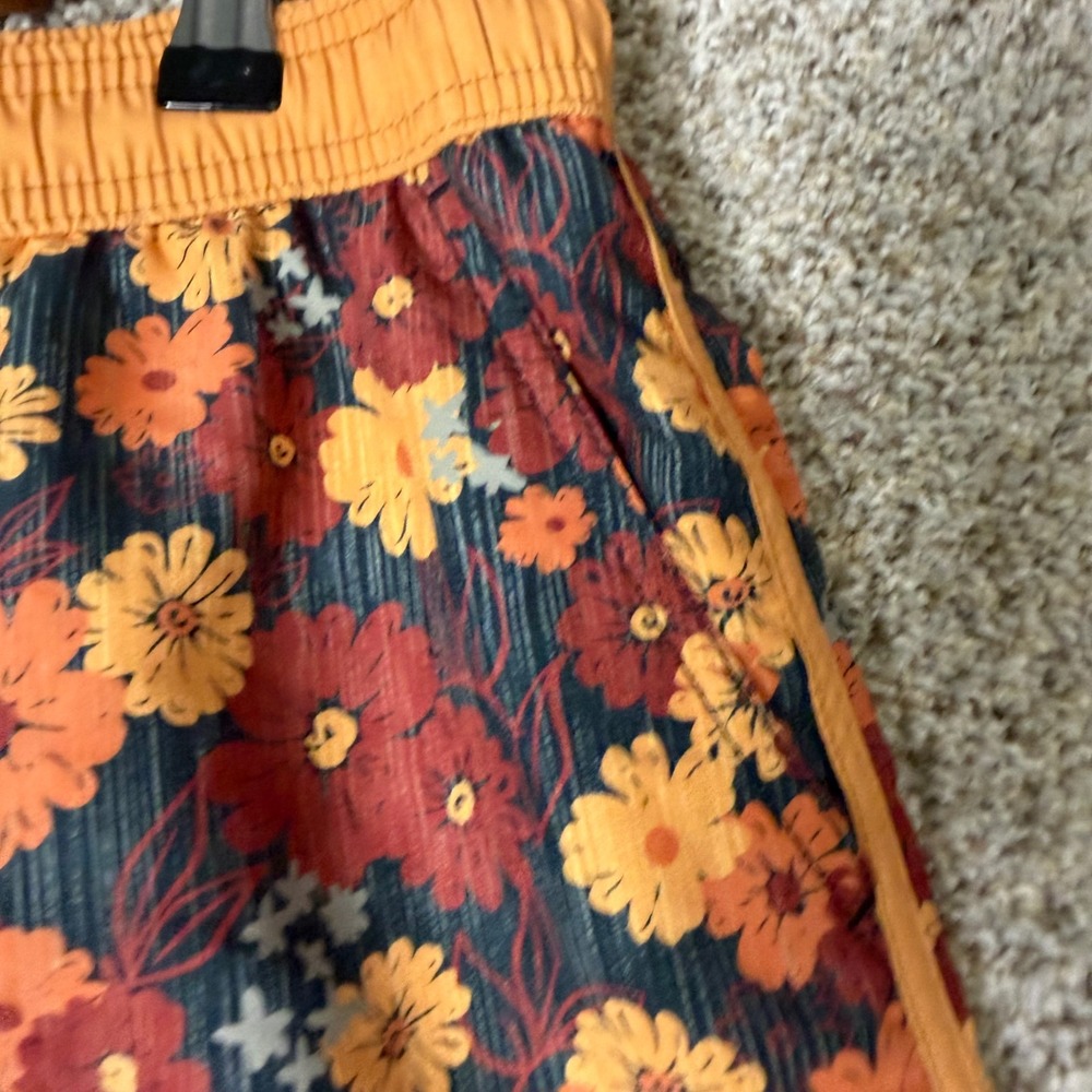 Maamgic Mens Floral Swim Trunks Orange Yellow Daisy Mesh Lined Board Shorts XL - Picture 4 of 10